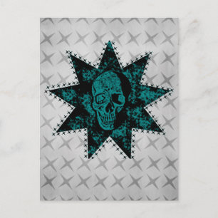 Punk Skull Postcard (Teal)