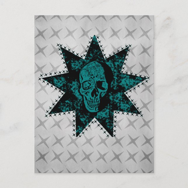 Punk Skull Postcard (Teal) (Front)