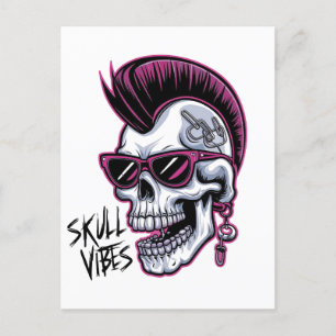 Punk Skull Vibes. Cool Skull with Sunglasses Desi Postcard