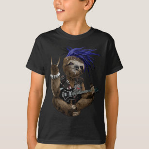 Punk Sloth as Guitarist in Heavy Metal Band - T-Shirt