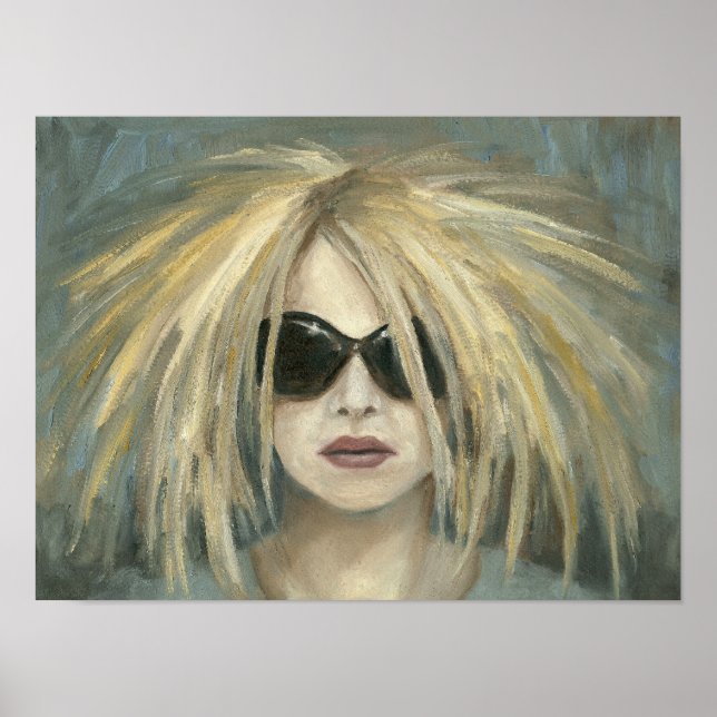 Punk Sunglasses Grrrl Female Portrait Unique Artsy Poster (Front)