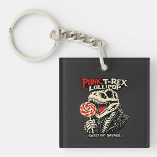Punk T-Rex Lollipop - Sweet But Savage Key Ring