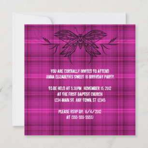 Punk Tribal Butterfly Birthday Invitation