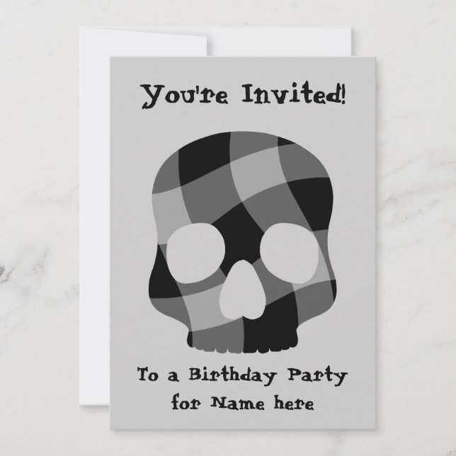 Punk twisted gingham skull all occasion 5"x7" invitation (Front)