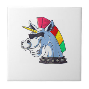 Punk Unicorn Funny Ironic Cool Unicorn Punk Rock M Ceramic Tile