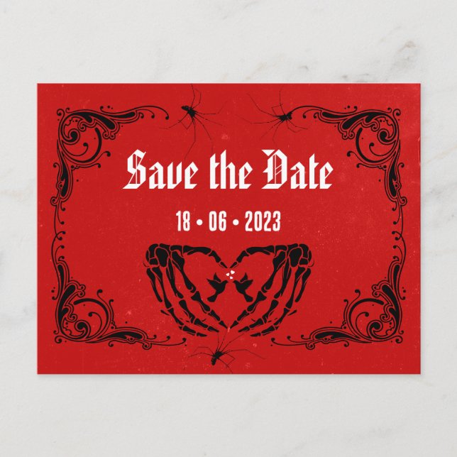 Punk Wedding Save the Date Red Announcement Postcard (Front)