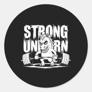 Punk Weightlifting Bodybuilding Unicorn  Classic Round Sticker