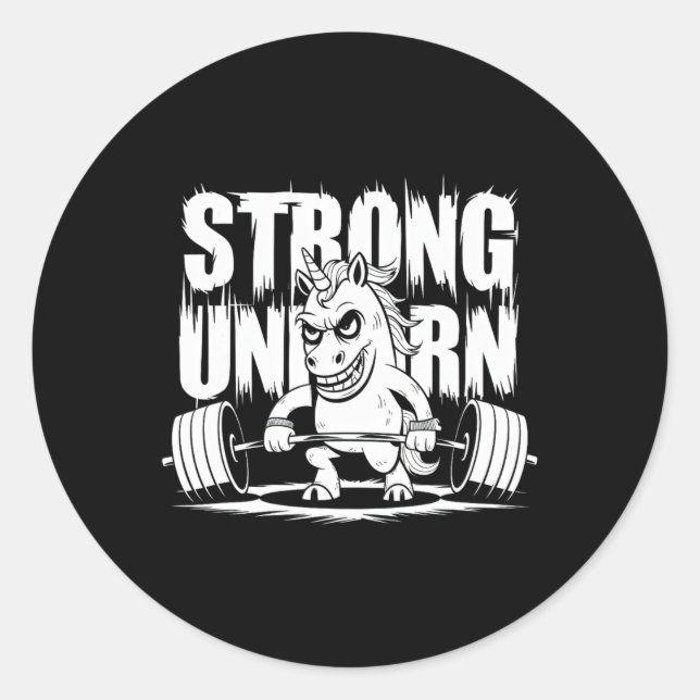 Punk Weightlifting Bodybuilding Unicorn  Classic Round Sticker (Front)