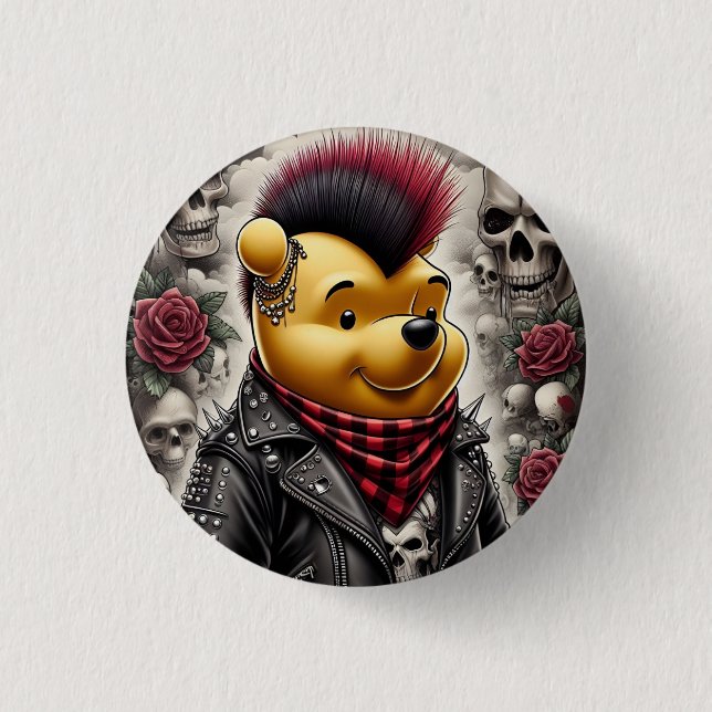 Punk Winnie the Pooh 1 3 Cm Round Badge (Front)