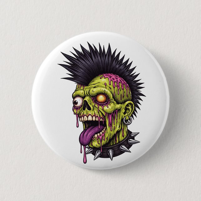 Punk Zombie 6 Cm Round Badge (Front)