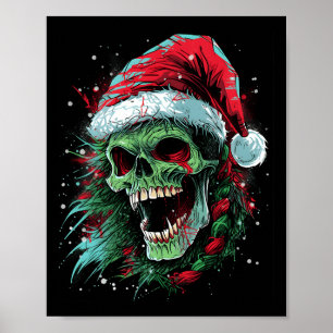 Punked-Up Holiday Skull Elevate Your Christmas Loo Poster