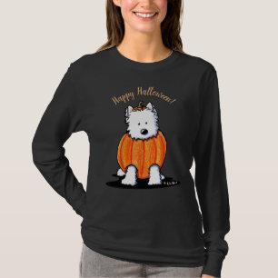 Punkin Westie Ladies Dark LS T-Shirt