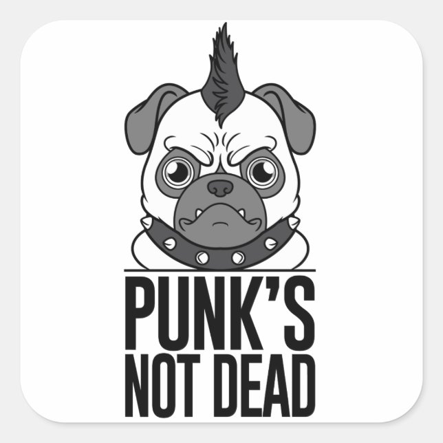 Punk's Not Dead Pug Sticker (Front)
