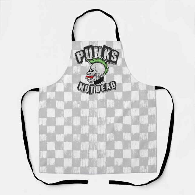 Punks Not Dead Skull Mohawk Punk Rock Rocker Apron (Front)