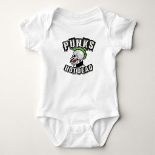 Punks Not Dead Skull Mohawk Punk Rock Rocker Baby Bodysuit