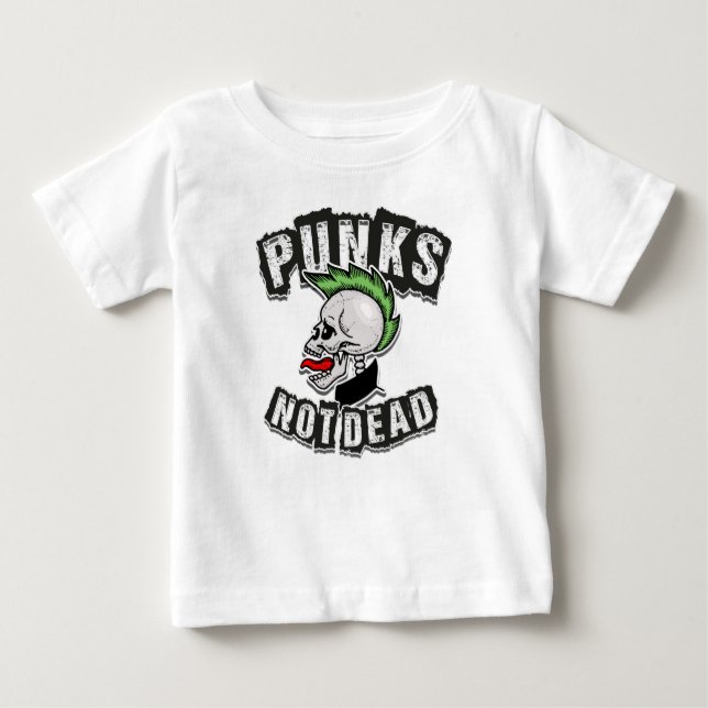 Punks Not Dead Skull Mohawk Punk Rock Rocker Baby T-Shirt (Front)
