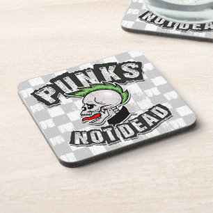 Punks Not Dead Skull Mohawk Punk Rock Rocker Coaster