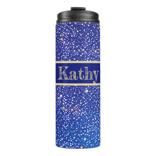 Punkte Muster Jeansblau, weiß und gelb Thermal Tumbler
