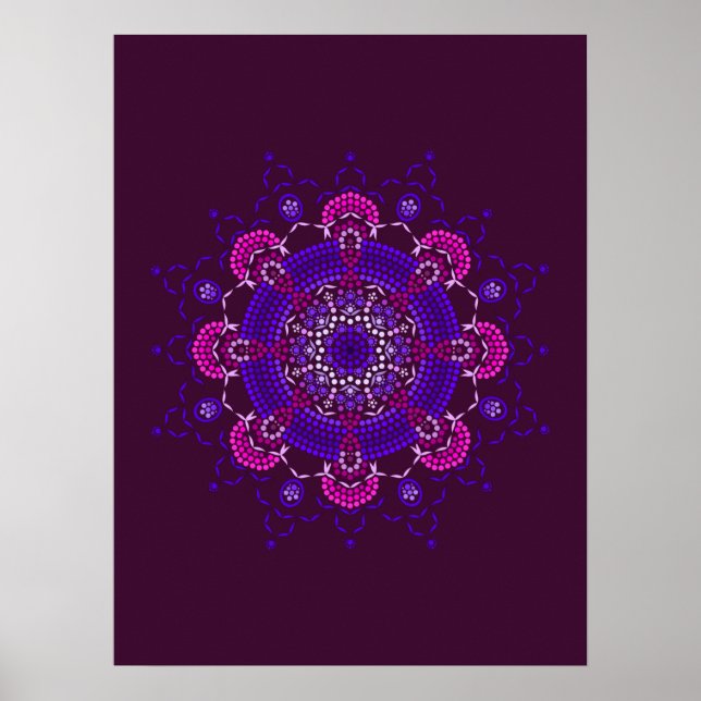 Punktmalerei trifft auf Mandala 1.21 Poster (Front)