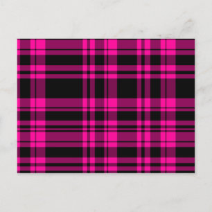 Punky Hot Pink Plaid Postcard