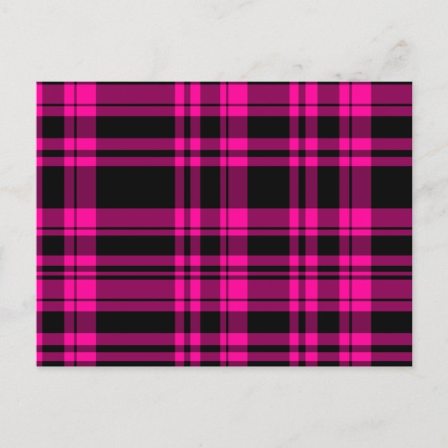 Punky Hot Pink Plaid Postcard (Front)