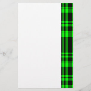 Punky Neon Green Plaid Stationery