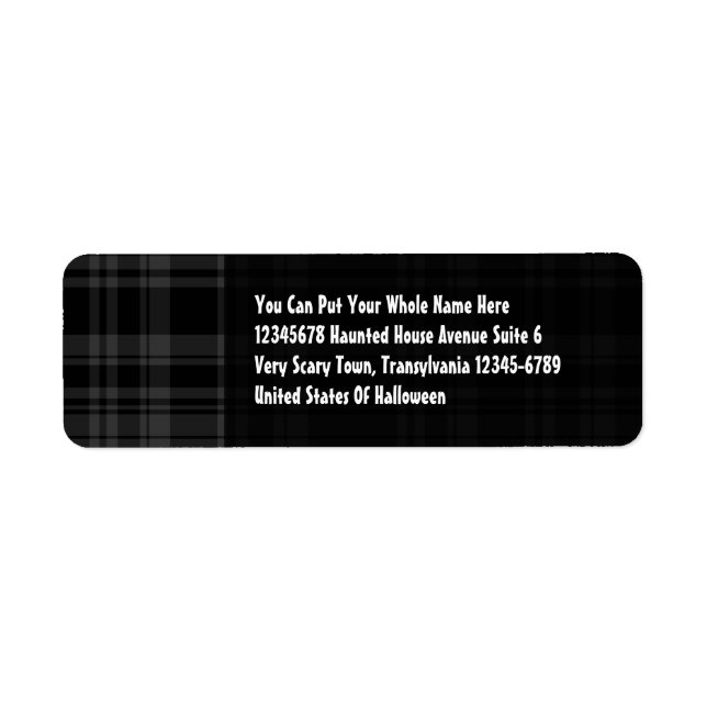 Punky Plaid Black Return Address Label (Front)