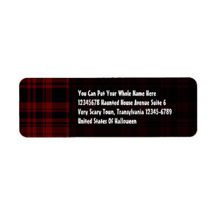 Punky Plaid Blood Red Return Address Label