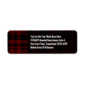 Punky Plaid Blood Red Return Address Label