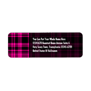 Punky Plaid Hot Pink Return Address Label