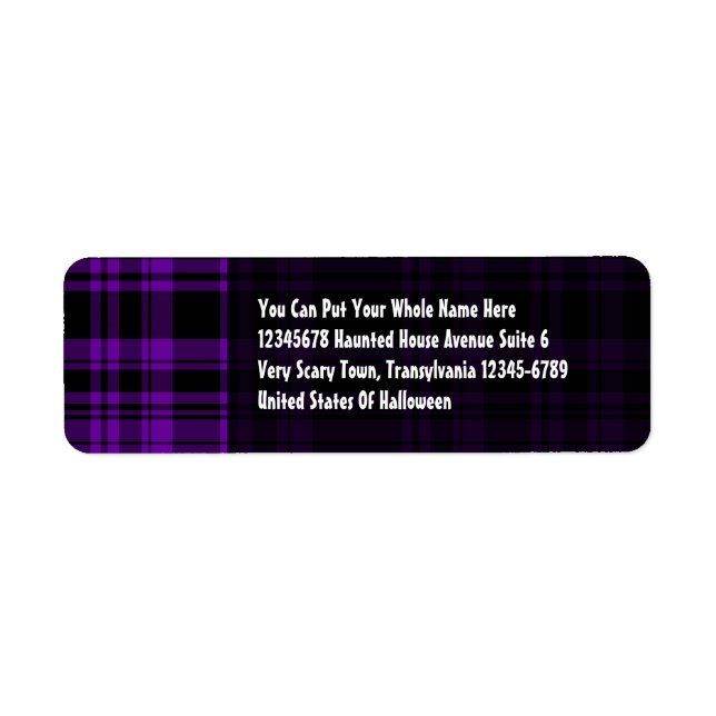 Punky Plaid Purple Return Address Label (Front)