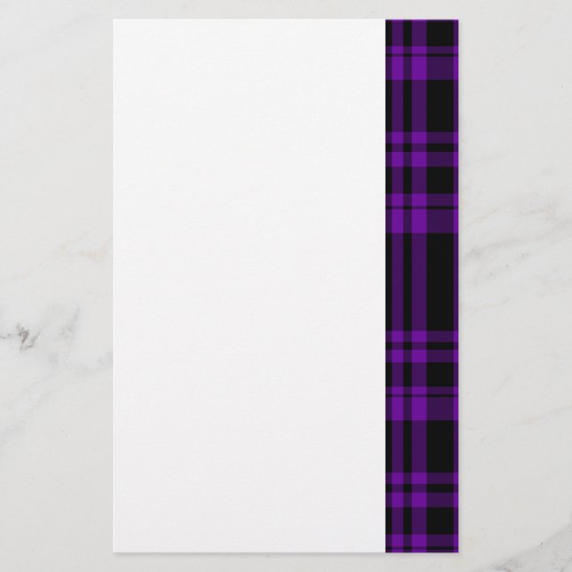 Punky Purple Plaid Stationery (Front)
