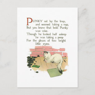 Punky sat by the trap postcard