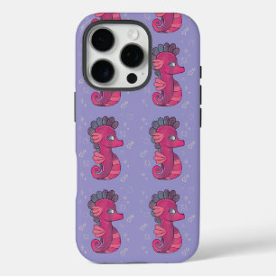 Punky Seahorse   Cute Pink Seahorse iPhone 16 Pro Case