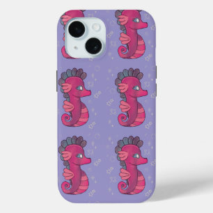 Punky Seahorse Cute Pink Seahorse iPhone 15 Case