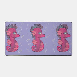 Punky Seahorse Cute Pink Seahorse Desk Mat