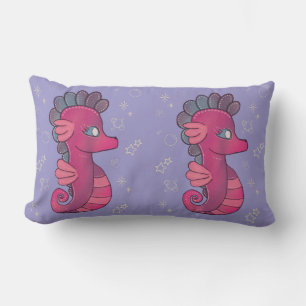 Punky Seahorse   Cute Pink Seahorse Lumbar Cushion