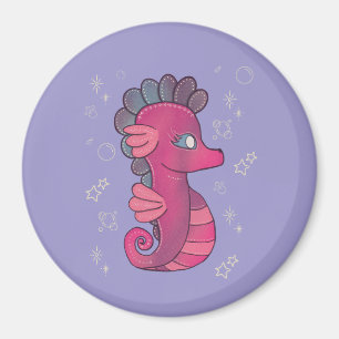 Punky Seahorse Cute Pink Seahorse Magnet