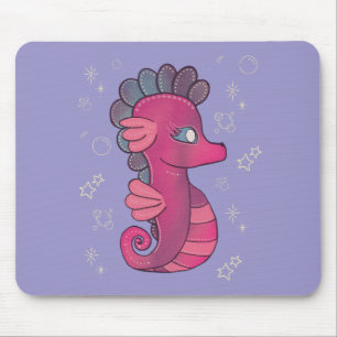 Punky Seahorse Cute Pink Seahorse Mouse Pad