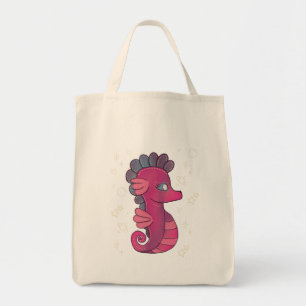Punky Seahorse Cute Pink Seahorse Tote Bag
