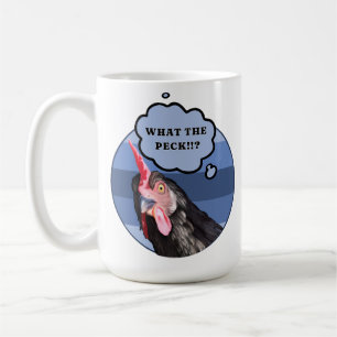 Punny Chicken Face   What the Peck?! Coffee Mug