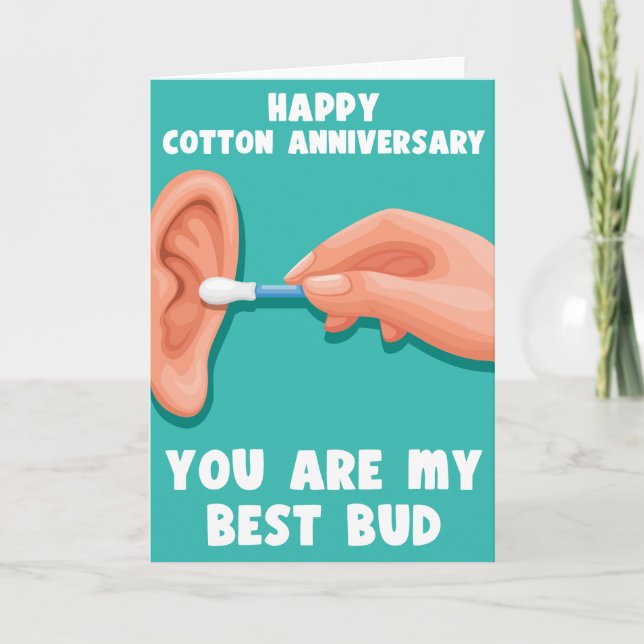Punny Cotton Anniversary Card (Front)