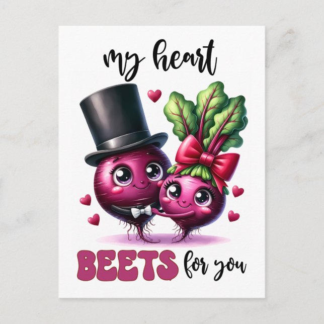 Punny My Heart Beets For You Postcard (Front)