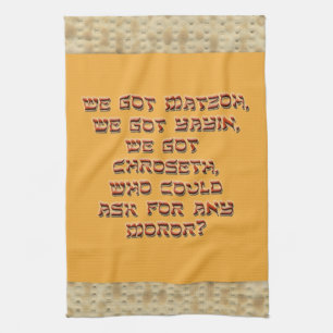 Punny Passover Kitchen Towel with Matzoh Border