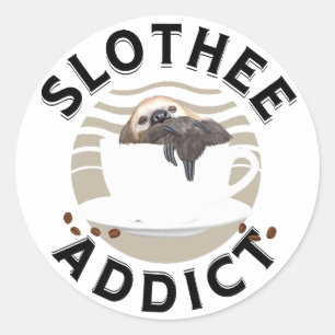 Punny Sloth And Coffee Lovers Classic Round Sticker