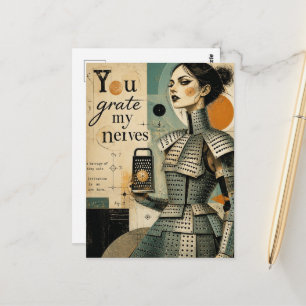 Punny You Grate My Nerves Cheese Grater Fantasy  Postcard