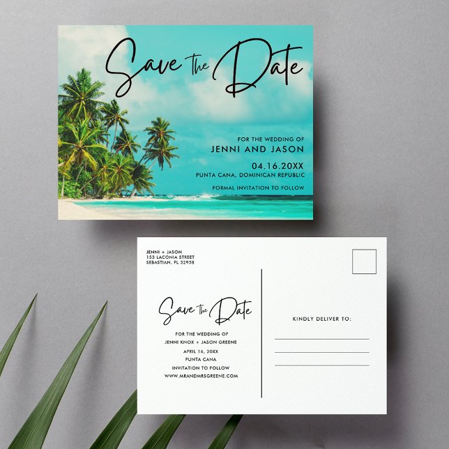 Punta Cana Beach Destination Wedding Save The Date Announcement Postcard (Creator Uploaded)