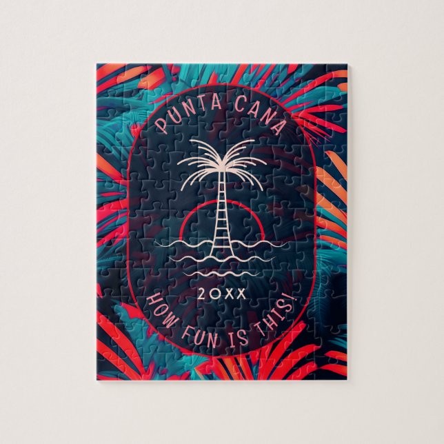 Punta Cana Beach party Palm tree leaves sunset Jigsaw Puzzle (Vertical)