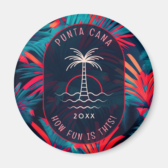 Punta Cana Beach party Palm tree leaves sunset Magnet (Front)