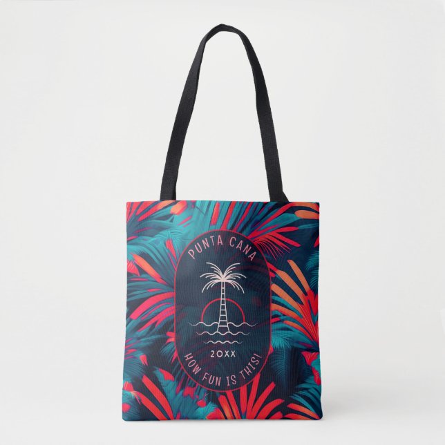 Punta Cana Beach party Palm tree leaves sunset Tote Bag (Front)